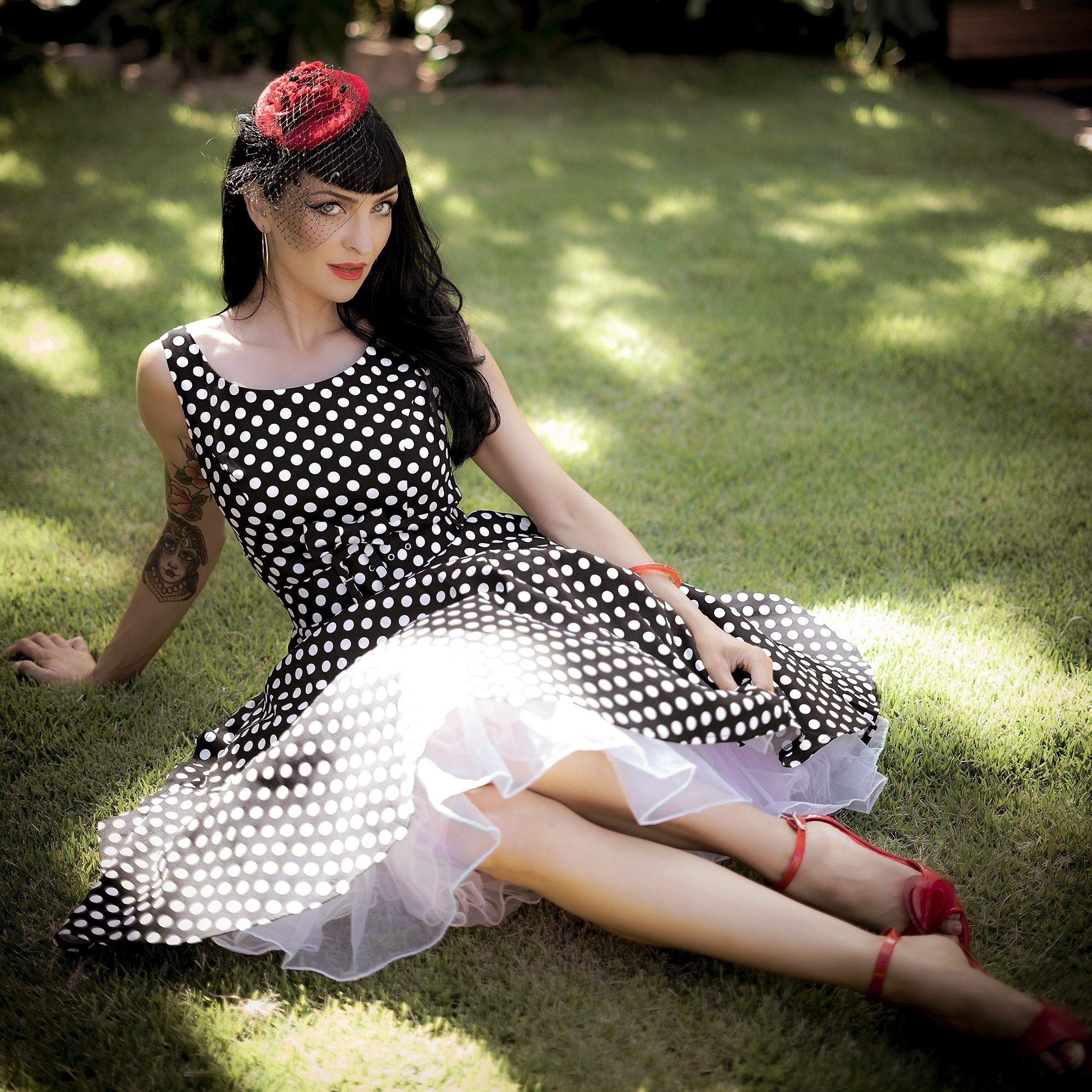 Black and white clearance polka dot swing dress